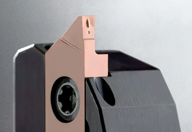 Horn’s new sintered chip breaker geometry for grooving and parting off on sliding-head lathes. (Source: Horn)