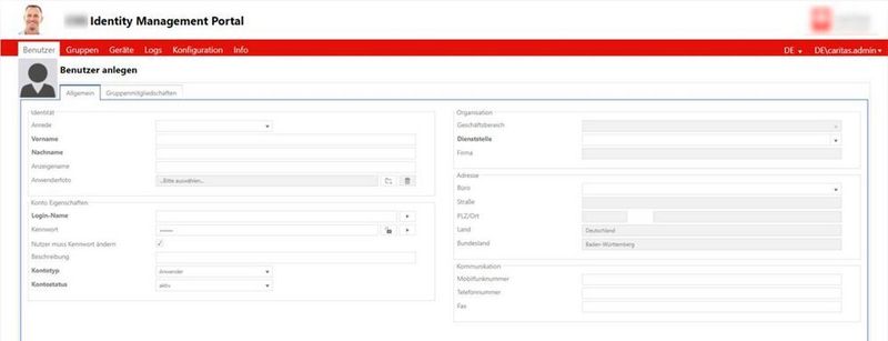 Das Anlegen von neuen Benutzerkonten im IDM-Portal von FirstWare. (FirstAttribute AG / Joos)