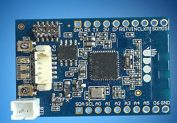 UDOO BLU Sense Modul für Bluetooth- und Zigbee-Erweiterung: Blick auf die Oberseite mit dem ARM-Cortex-M3-Prozessor CC2650 von Texas Instruments. (Mouser)