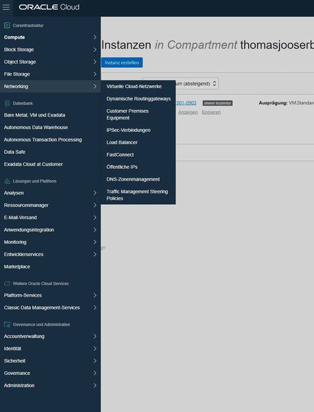 Oracle Cloud Free Tier bietet noch mehr Optionen, die zum Teil aber kostenpflichtig sind. Die Verwaltung erfolgt auch hier über das Webportal. (Oracle)