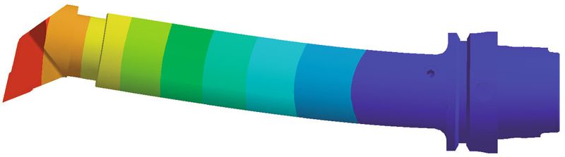 Bild 2: FEM-Modalanalyse der ungedämpften Bohrstange zur Untersuchung der Schwingungseigenschaften. (Bild: IfW)