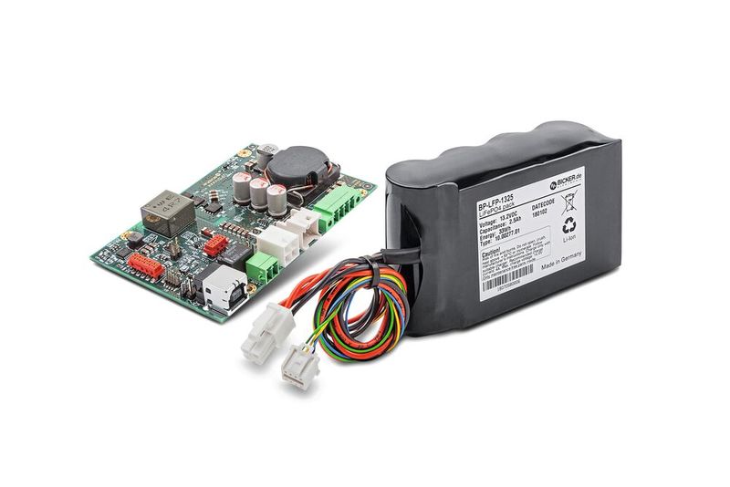 The intelligent DC UPS BICKER UPSI-2406 (144W/24V/6A) with LiFePO4 battery pack BICKER BP-LFP1325 (13.2V/2.5Ah/33Wh) protects 24VDC applications in case of power failure, voltage dips or flicker. (Source: Bicker / Sunflower)
