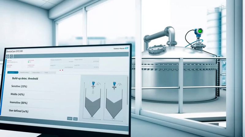 Grâce à la nouvelle génération de capteurs radar 80 GHz et à la fonction de monitoring de Heartbeat Technology, la formation des colmatages est surveillée en permanence à distance. 