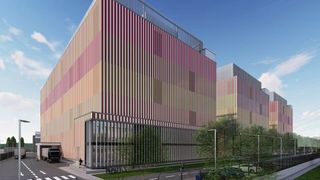 Blick auf die geplante Fassadengestaltung (Nordost) des Datacenter von der neu gegründeten Green Mountain KMW Data Center GmbH.  (Bild: KMW, TTSP)