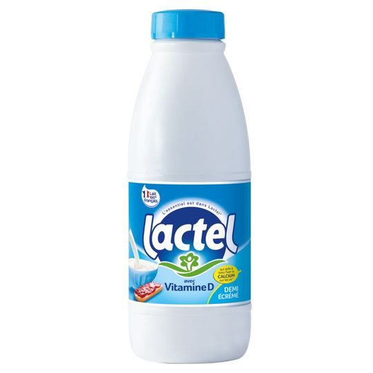 Die neue Milchflasche von Lactel soll die erste HDPE-Milchflaschen aus Kunststoff werden, der auf chemischem Recycling basiert.(Bild:  Lactel)