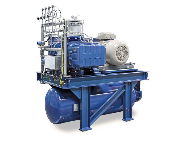 Der bei der Wasserelektrolyse entstehende feuchte Sauerstoff soll ebenfalls weiterverwendet werden – hierzu bieten sich Boostergebläse wie diese Aerzen-Technologie an. (Bild: Aerzen)