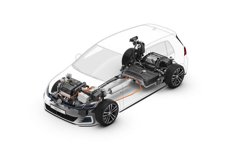 Seinen Antrieb teilen sich ein 110 kW/150 PS starker TSI und ein 75 kW/102 PS leistender Elektromotor, die Systemleistung beziffert VW auf 150 kW/204 PS. (Volkswagen)