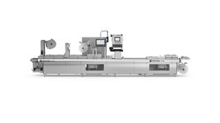 Zu den Messeexponaten zählen die Tiefziehverpackungsmaschine R 245 mit integriertem Bell-Mark-Drucker. (Bild: Multivac)