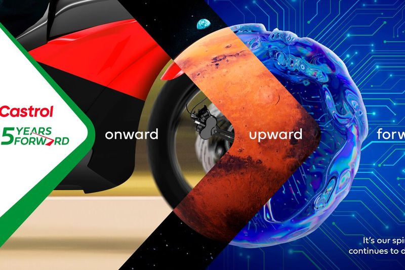 „Immer weiter. Aufwärts. Vorwärts.“ lautet das neue Motto von Castrol. Dafür und für die 125-jährige Unternehmensgeschichte steht ein spezielles neues Jubiläumslogo.(Bild:  Castrol)