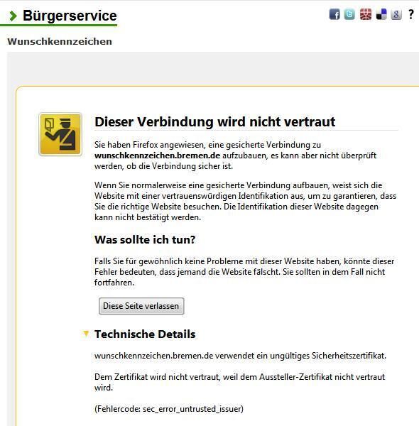 Hansestadt Bremen: Kein nPA-Einsatz möglich, aber Zertifikatsprobleme beim Bürgerservice (Archiv: Vogel Business Media)