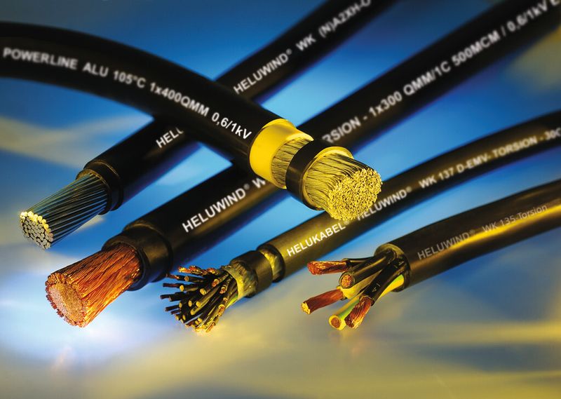 Die neue Serie Heluwind WK Powerline ALU Helukabel eignet sich sowohl als Leistungskabel als auch als Torsionskabel. (Bild: Helukabel)