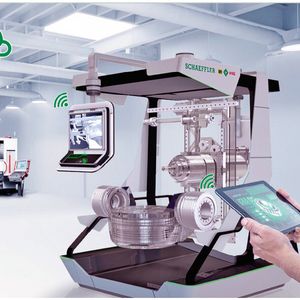 Mit der Werkzeugmaschine 4.0 beschreitet Schaeffler einen durchgängigen Weg in Richtung einer digitalisierten Produktion. Die erhobenen Daten werden sowohl lokal als auch in einer Schaeffler-Cloud ausgewertet, um die Ergebnisse wieder zurück an die verschiedensten Stellen vor Ort zu leiten.