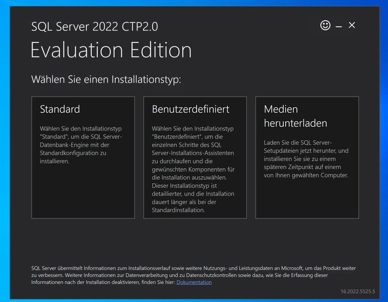 Herunterladen der Installationsdateien von SQL Server 2022. (Bild: Joos (Screenshot))