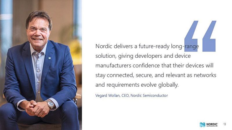 Zukunftsfähige Konnektivität: Nordic-CEO Vegard Wollan betont die Wichtigkeit sicherer und global skalierbarer Long-Range-Lösungen für Gerätehersteller. (Bild: Nordic Semiconductor)