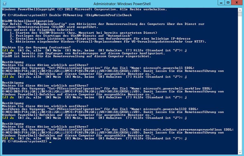 Die PowerShell erlaubt auch Remotesitzungen auf Servern im Netzwerk. In der neuen Version können Administratoren auch von öffentlichen Netzwerken aus zugreifen. Dazu ist die Option SkipNetworkProfileCheck von Enable-PSRemoting und Set-WSManQuickConfig integriert worden. Die Option erstellt automatisch Firewallregeln die den Zugriff erlauben. (Archiv: Vogel Business Media)