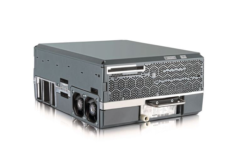 Der neue Han-Board-Steckverbinder im KRC 5 Controller von Kuka. Die Lösung ermöglicht die   maschinelle Steckung.  (Bild: HARTING/KUKA)