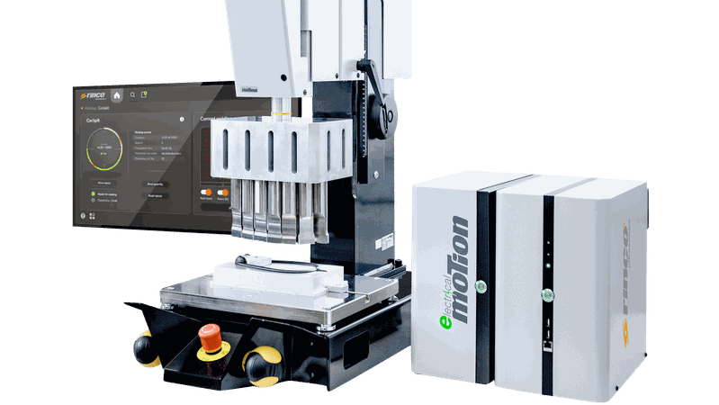 Rinco Ultrasonics stellt auf der Fakuma 2026 die Ultraschall-Schweissmaschine Electrical Motion2-20 vor.(Bild:  Rinco Ultrasonics)