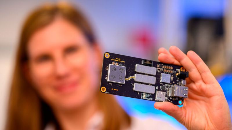 Quantensensoren sind so klein, dass sie auf eine Platine passen.(Bild:  Bosch)
