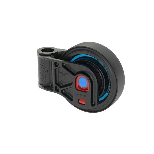 Faigle konnte durch den Einsatz von Hochleitungs-Kunststoffen das Gewicht seiner Rollenhalterung im Vergleich zu herkömmlichen Typen aus Metall um über die Hälfte reduzieren. Das hilft dabei, den Energiebedarf für den Antrieb der Systeme zu verringern. (Bild:  Faigle Kunststoffe)