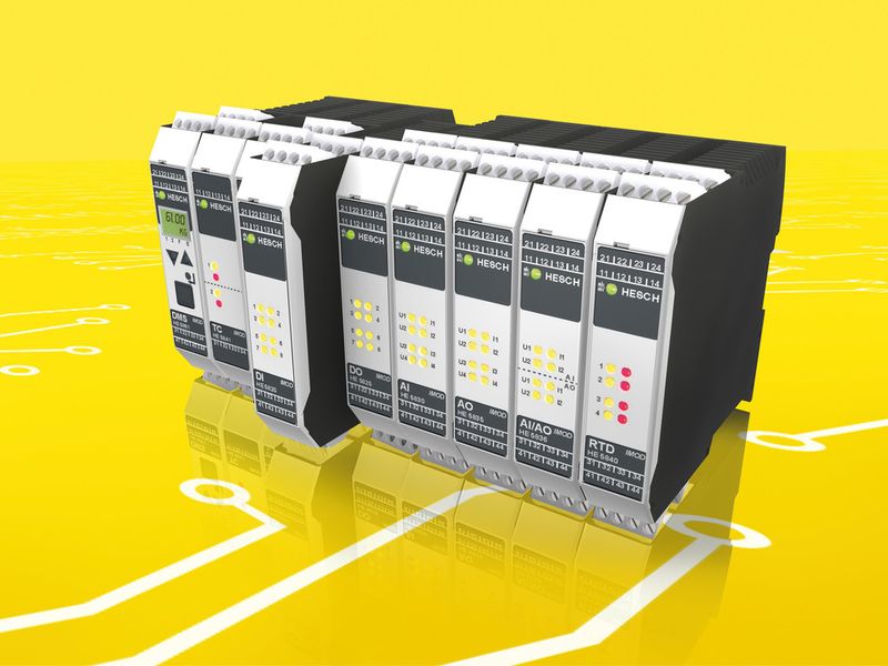 Die intelligenten I/O-Module des HIMOD-I/O-Systems sind auf den Einsatz in der Prozesssteuerung und -Regelung ausgelegt und mit der Möglichkeit der Signalvorverarbeitung ausgestattet. (Bild: Hesch)