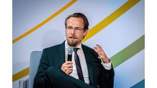 Dr.-Ing. Christian Geiss, founder and managing director of Clockwork X GmbH—a subsidiary of the TÜV Austria Group—presents "Cyber Resilience Act Live" at Cadfem on November 4, 2025, in Salzburg. (Image:Clockwork X / TÜV Austria)