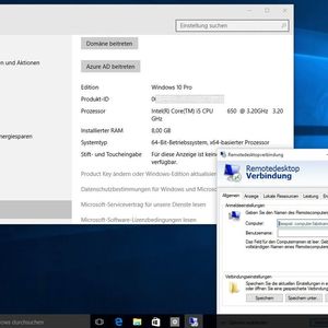Abbildung 1: Einbinden in eine Domäne (auch einer Azure AD) und die Remotedesktopverbindung: Nur zwei wichtige Features, die auch Windows 10 in der Pro-Version für den Einsatz in professionellen Netzwerken qualifizieren können.
