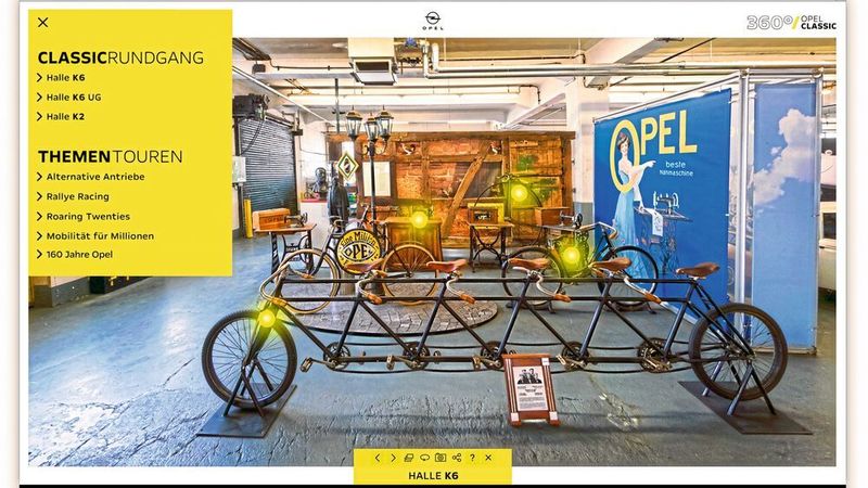 Das „Quintuplet“ genannte Gefährt wurde durch Opel weltbekannt: Die fünf Söhne Adam Opels ließen sich werbewirksam darauf fotografieren. Das Fahrrad ist 1 Meter hoch, 4,10 Meter lang und verfügt über Räder mit einem Durchmesser von 26 Zoll.  (Opel)