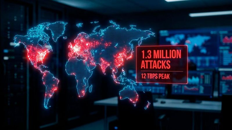 1,3 Millionen Angriffe und Spitzen von 12 Tbps: Der Gcore-Report zeigt das Ausmaß moderner DDoS-Wellen. Sie treffen Netzwerke, Websites und APIs gleichzeitig.(Bild:  Gemini / KI-generiert)