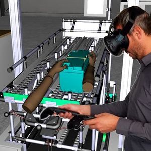 Eine mit IC.IDO 11 und einem HTV Vive HMD durchgeführte Montageprozessbewertung.