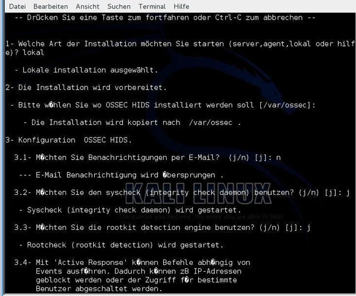 OSSEC lässt sich auch in Kali-Linux installieren. (Th. Joos)