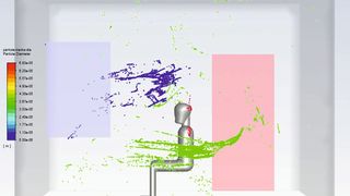 Simulation Aerosolausbreitung in einem geschlossenen Raum (Bild: © Hochschule RheinMain)