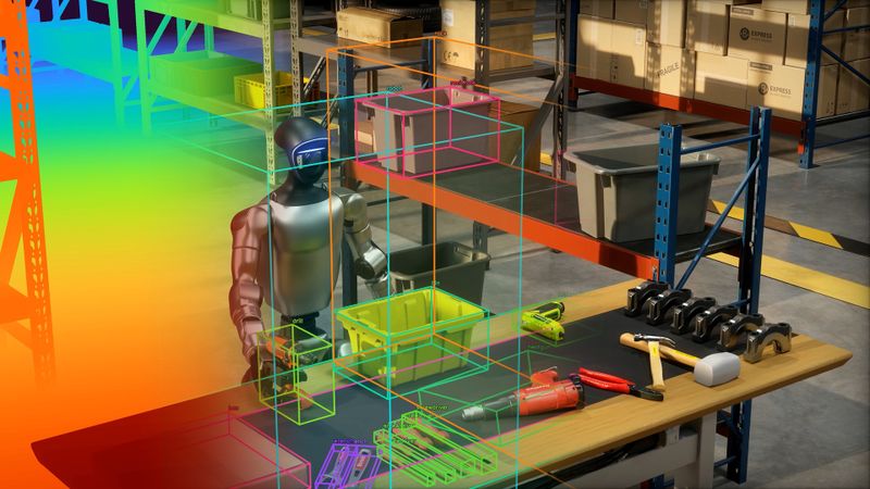 AI agents prepare 3D scenes using sensor, material, and physics data for realistic simulations.(Source:  Nvidia)