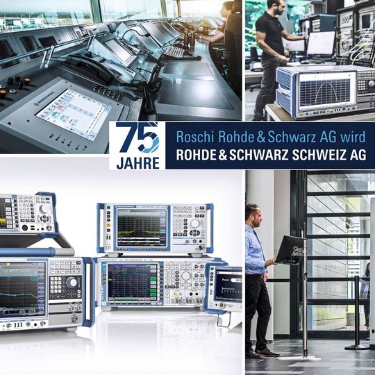 Mit ihrem 75-jährigen Jubiläum wird die Roschi Rohde & Schwarz AG, Lösungsanbieter für Kommunikations- und Messtechnik, in Rohde & Schwarz Schweiz AG umbenannt. Mit ihrem 75-jährigen Jubiläum wird die Roschi Rohde & Schwarz AG, Lösungsanbieter für Kommunikations- und Messtechnik, in Rohde & Schwarz Schweiz AG umbenannt.