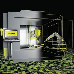Heidenhain enseigne le langage Klartext aux robots des machines-outils : les robots pourront bientôt être directement pilotés depuis la commande TNC.(Source :  Heidenhain)