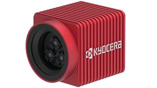 The triple lens distance sensor for close-up photography from Kyocera. The module measures 1.10 in x 1.18 in x 1.57 in. The camera uses three lenses and proprietary AI to detect semi-transparent, thin and fine line-shaped objects that were previously difficult to see with the human eye and conventional stereo cameras. (Image:Kyocera)