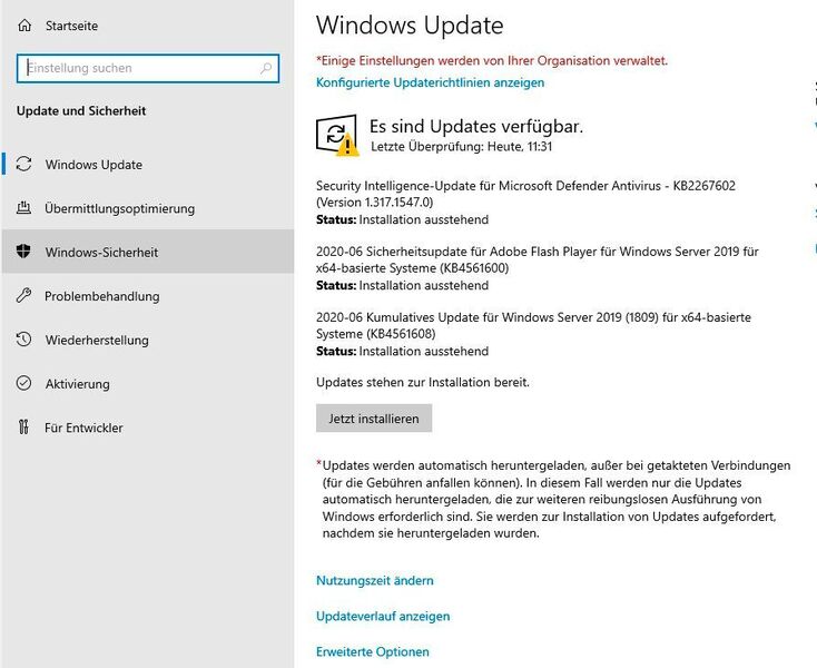 Windows Updates installieren. (Joos)