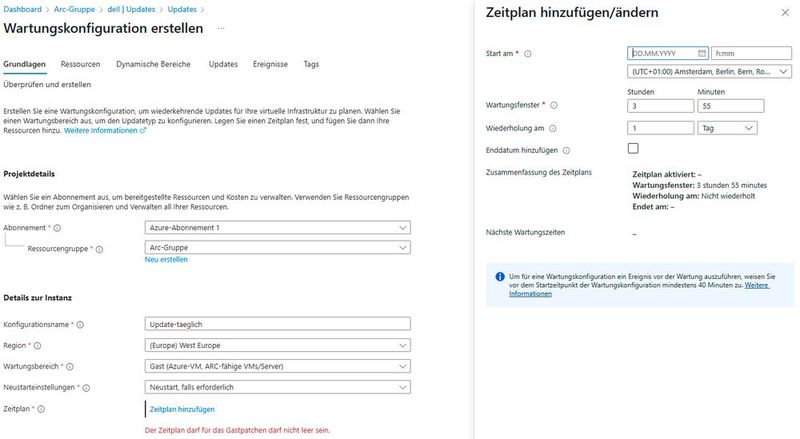 Erstellen einer Wartungskonfiguration für die automatisierte Bereitstellung von Windows-Updates. (Bild: Joos)