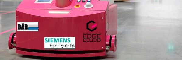 KI-basierte Logistikoptimierung mit FTS-Systemen von German Ege Cloud, Bär Automation und Siemens Mindsphere.(Bild:  GEC)