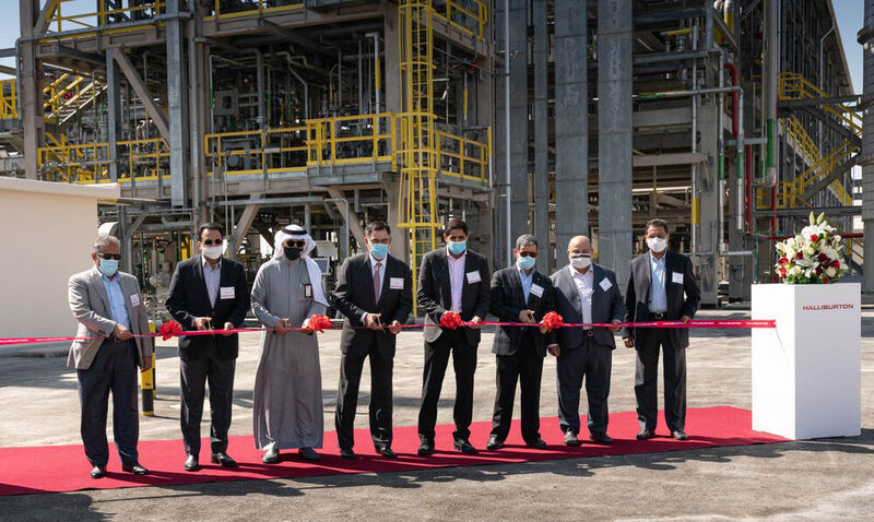 Halliburton formally inaugurates its chemical reaction plant with a ribbon cutting ceremony.  (Business Wire)