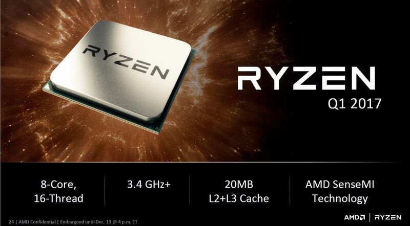 Im Gegensatz zu den bisherigen AMD-Prozessoren, die von Bulldozer abstammen, wird Ryzen über acht vollwertige Kerne mit eigener FPU und eigenem L2-Cache verfügen. Zudem beherrschen die Zen-Prozessoren eine SMT-Technik ähnlich Intels Hyperthreading. (AMD)