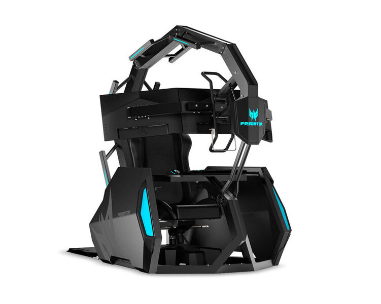 Der Predator Thronos Air ist die nächste Evolutionsstufe des Gaming-Sessels von Acer. Der Monitor-Arm nimmt bis zu drei Displays auf.  (Acer)