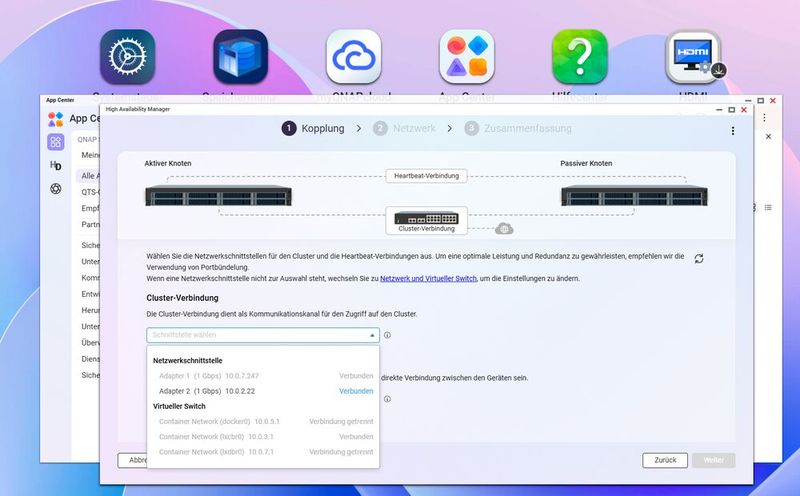 Konfigurieren der Netzwerkverbindung auf dem QNAP-NAS. (Bild: Joos – QNAP)