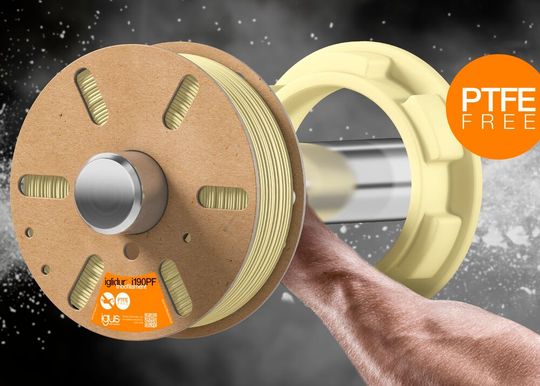 Mit Iglidur i190PF hat Igus nun einen echten Kraftmeier im Bereich der per 3D-Druck verarbeitbaren Kunststofffilamente zu bieten. Das Polymer überzeuge durch seine PTFE-Freiheit und die überraschend guten Verschleißeigenschaften ... (Bild:  Igus)