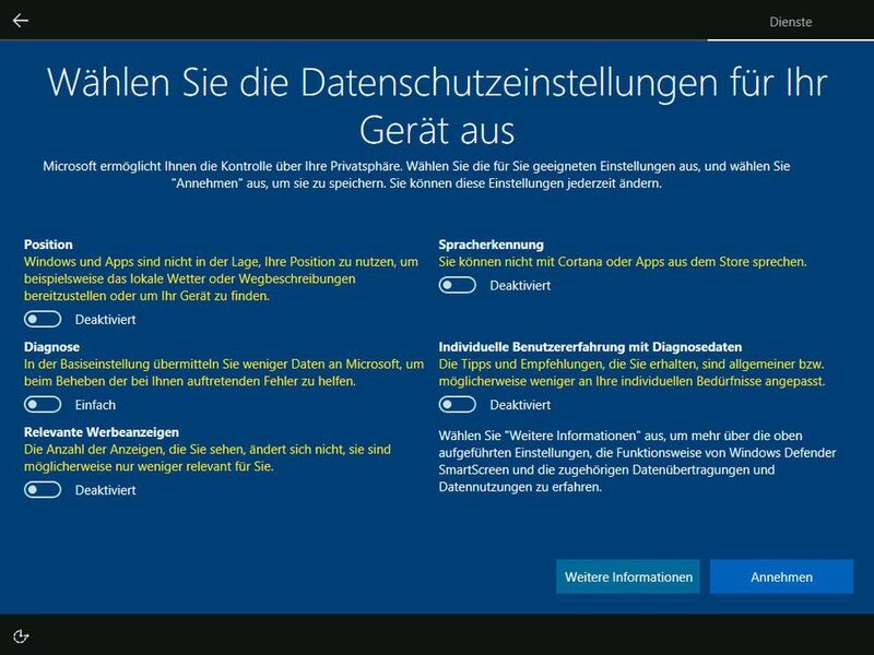 ... und auch bei einer Neuinstallation des Betriebssystems präsentiert. (Microsoft)