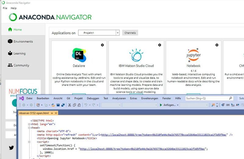 Anaconda arbeitet mit IDEs wie Visual Studio zusammen.