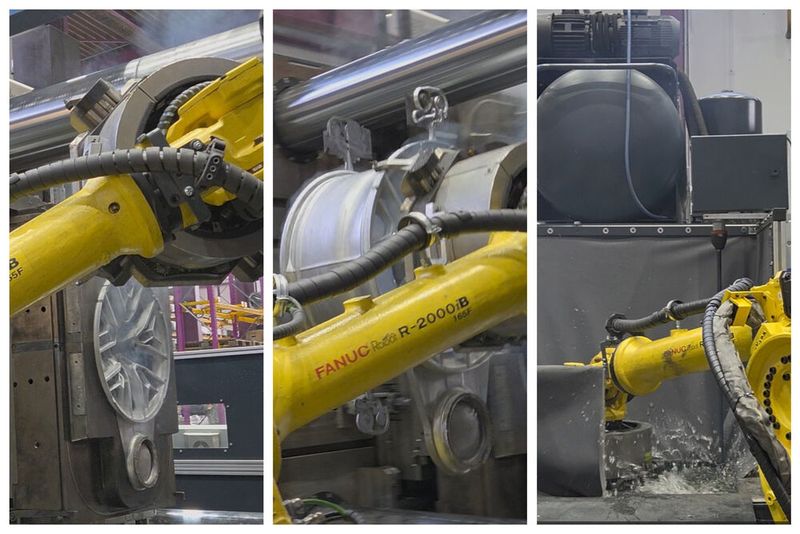 Blitzschnell: Nur 0,05 Sekunden braucht die Firma Entec-Stracon für den Guss von einem Pkw-Leichtmetallrad. Die Entwicklung dieser Herstellungs-Innovation wurde von der Deutschen Bundesstiftung Umwelt (DBU) gefördert – und spart neben Energie auch klimaschädliche Treibhausgase ein. (Bild:  Entec-Stracon )