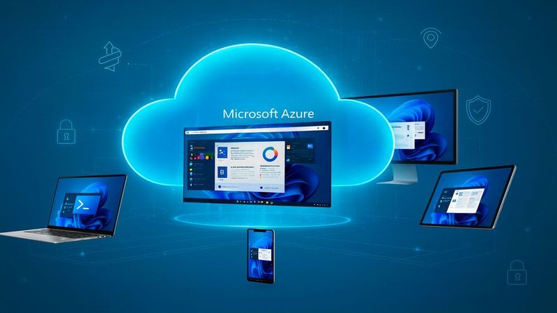 Azure Virtual Desktop (früher Windows Virtual Desktop) ist eine cloudbasierte VDI-Plattform (Virtual Desktop Infrastructure) und stellt virtuelle Desktop- und App-Umgebungen bereit.(Bild:  ChatGPT/Gemini / KI-generiert)