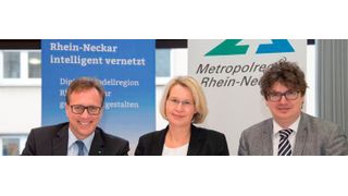 Ralph Schlusche, Verbandsdirektor Verband Region Rhein-Neckar, Dr. Christine Brockmann, Geschäftsführerin der Metropolregion Rhein Neckar GmbH, und Jakob Richter, Leiter der Geschäftsstelle der Metropolregion Hamburg (v.l.) (© Metropolregion Rhein-Neckar)