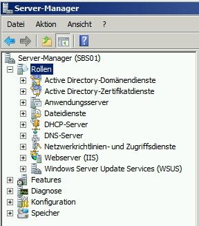 Abbildung 4:im Server-Manager sind die einzelnen Serverrollen für SBS 2011 zu finden. (Bild: Joos)