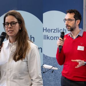 In den 'Company Talks' sprachen Nicole H. Romano von Moonlight AI und Peter Nestorov von Scailyte.(Bild:  ZHAW, Tevy)